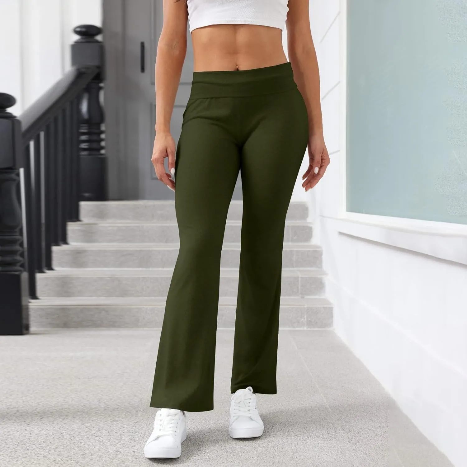 Yoga Leggings for Women, Flare Summer Pants High Waisted Tummy Control Stretch Pants Elastic Waist Trousers