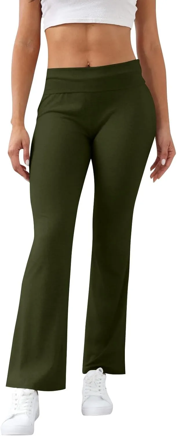 Yoga Leggings for Women, Flare Summer Pants High Waisted Tummy Control Stretch Pants Elastic Waist Trousers