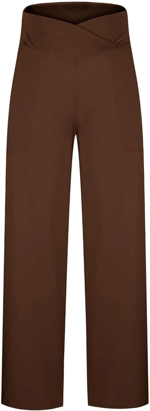 Yoga Pants for Women's High Waist Stretch Lounge Straight Wide Leg Pants Elastic Waist Loose Comfy Jogger Trouser