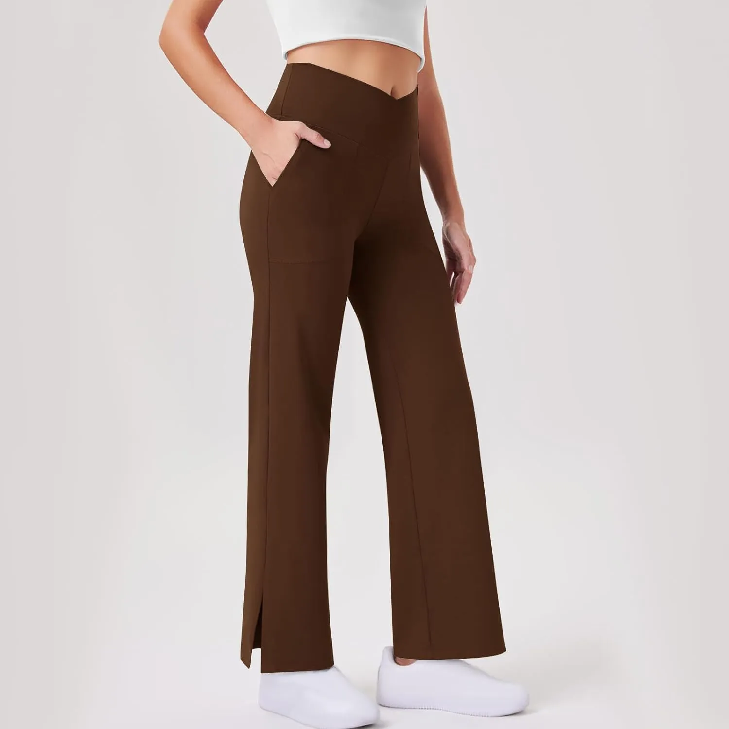 Yoga Pants for Women's High Waist Stretch Lounge Straight Wide Leg Pants Elastic Waist Loose Comfy Jogger Trouser