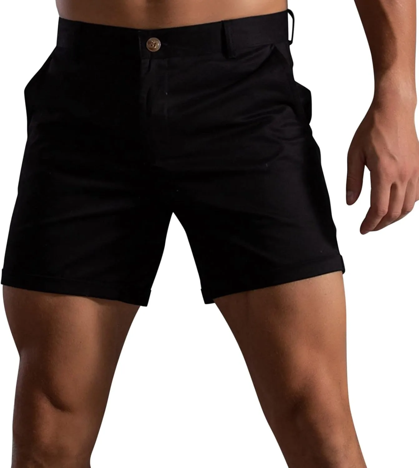 ZDOO Mens Flat Front Shorts Straight Leg Short Dress Pants Slim Fit Stretch Chino Shorts Business Casual Walk Shorts
