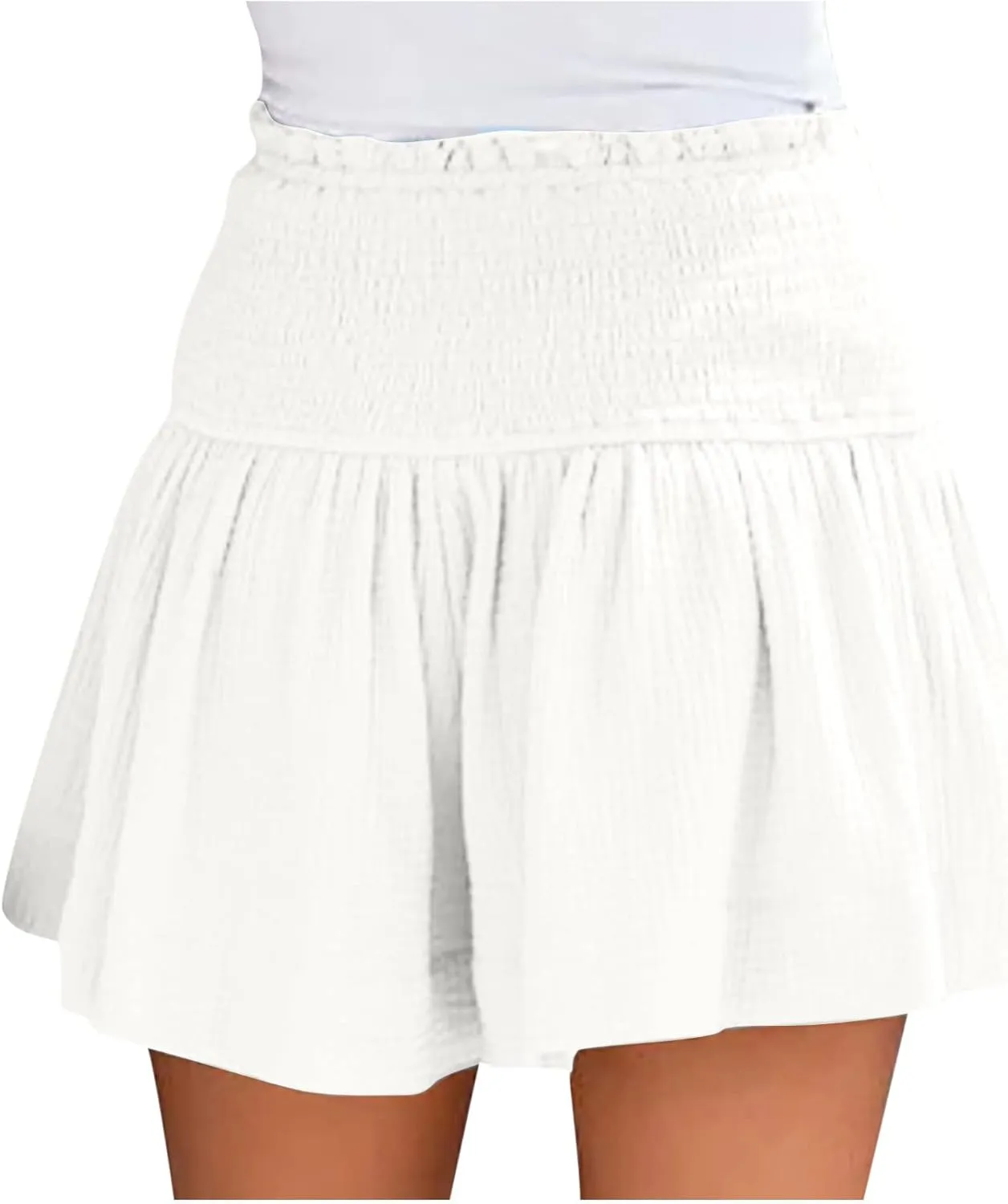 ZDRZK Loose Shorts Women Summer Casual Solid Elastic High Waisted Shorts Ruffle Hem 2024 Fashion Going Out Flowy Shorts