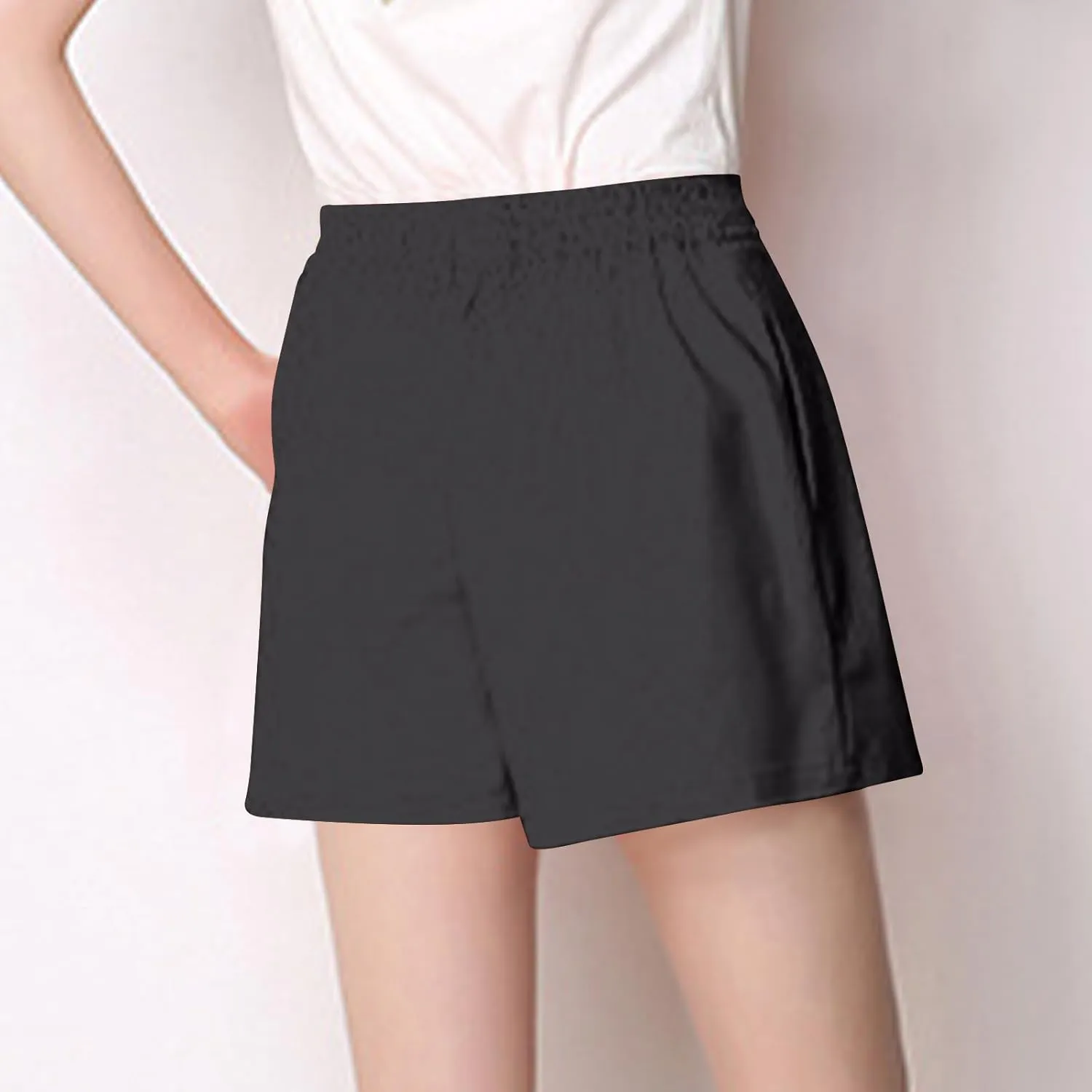 ZDRZK Shorts for Women High Waisted Pleated Business Casual Bermuda Shorts Plus Size Loose Fit Trouser Shorts with Pockets